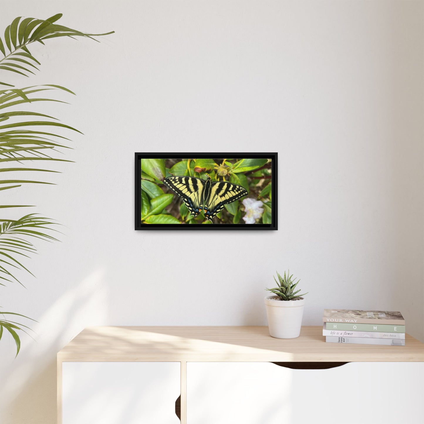 Canvas Print in Frame - Eastern Tiger Swallowtail Butterfly on Rhodie (original photograph by Kind River Studio)