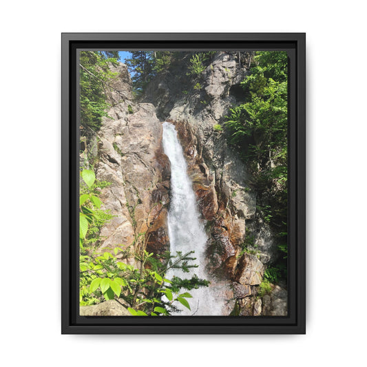 Mountain Waterfall Framed Canvas Print (original photograph by Kind River Studio)