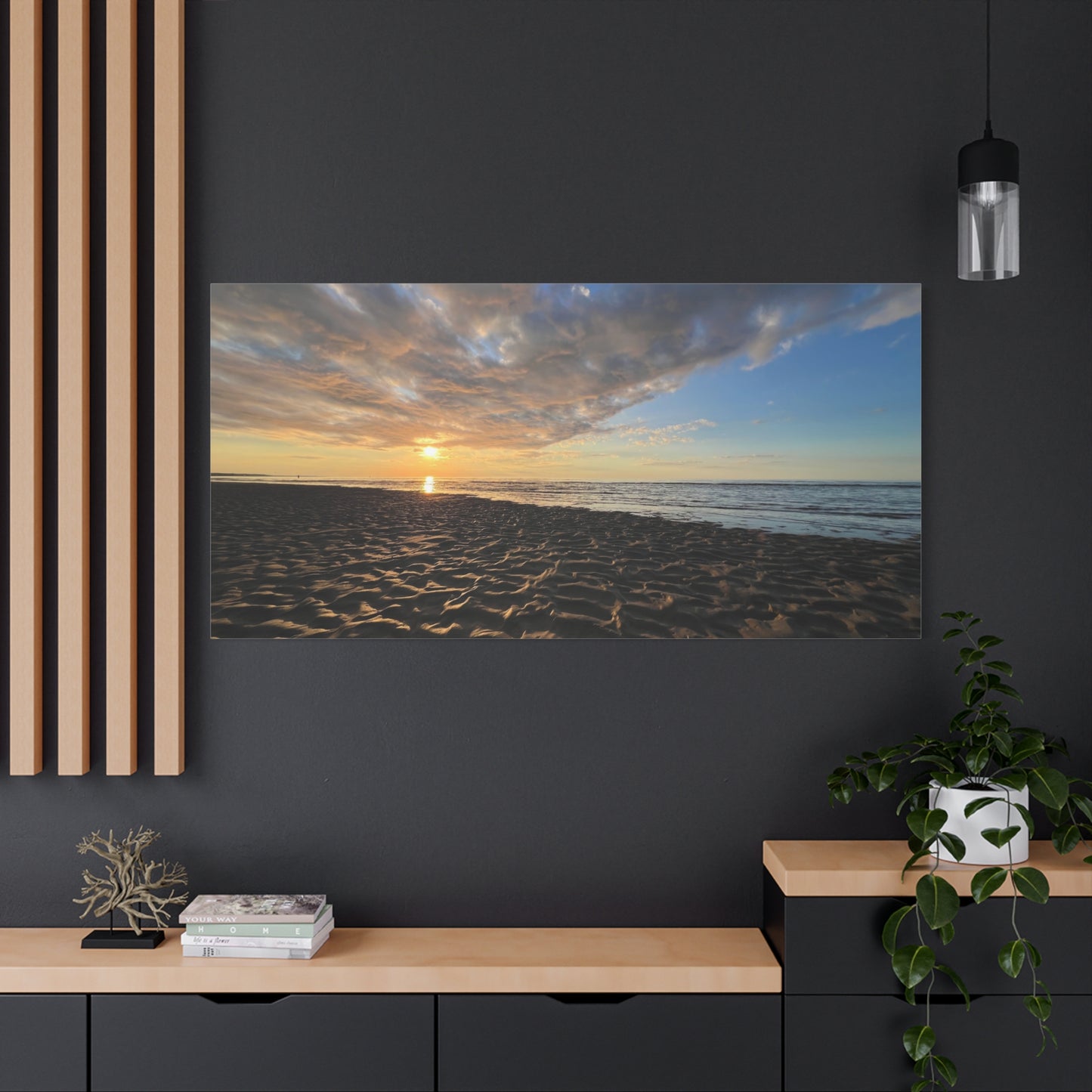 Canvas Print - Sunset Beach Textured Seascape Cape Cod (original photograph by Kind River Studio)