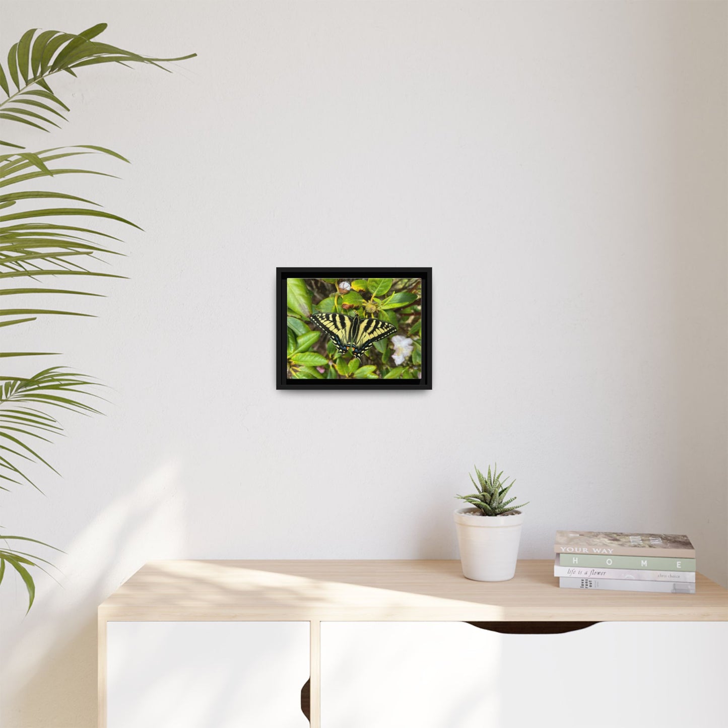 Canvas Print in Frame - Eastern Tiger Swallowtail Butterfly on Rhodie (original photograph by Kind River Studio)