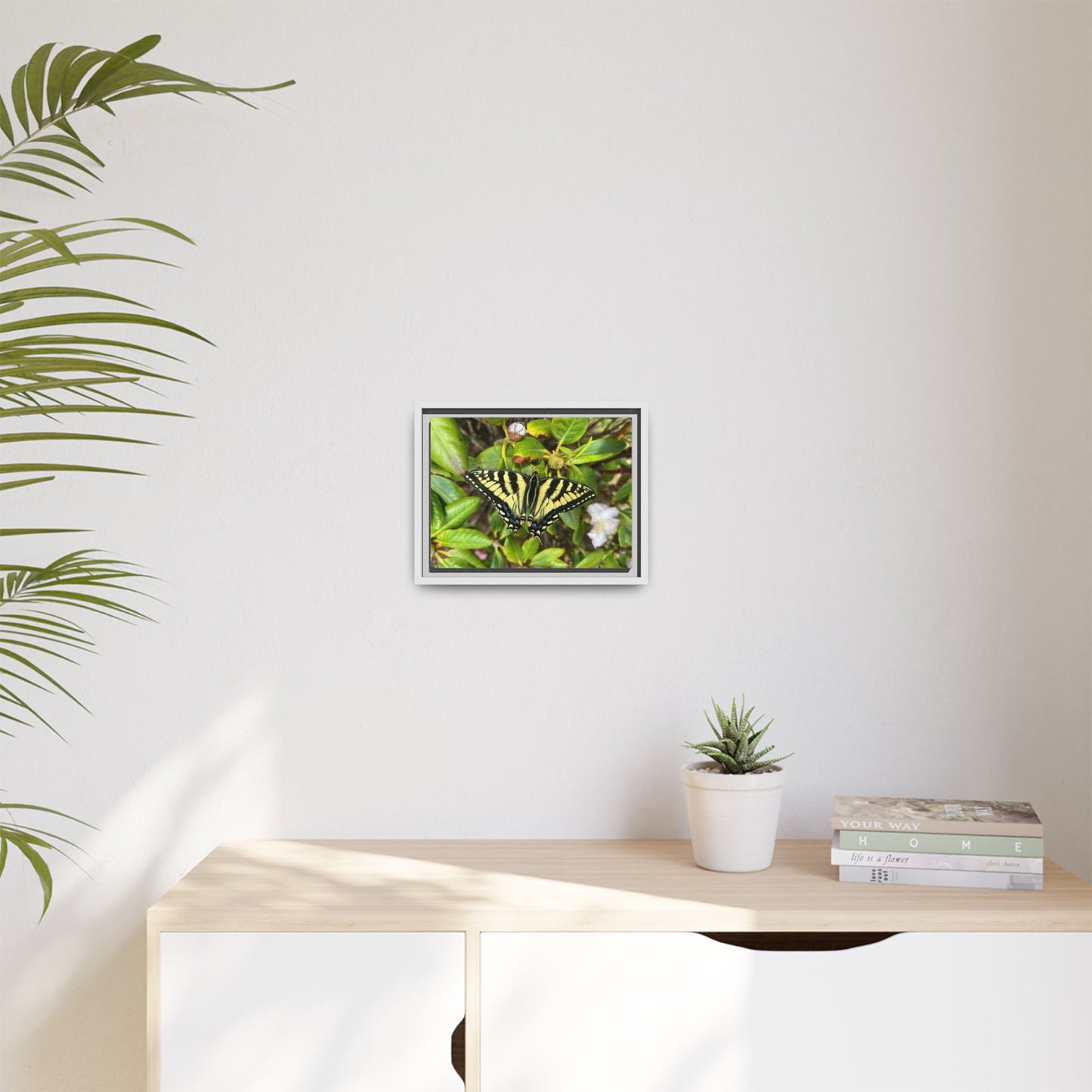 Canvas Print in Frame - Eastern Tiger Swallowtail Butterfly on Rhodie (original photograph by Kind River Studio)