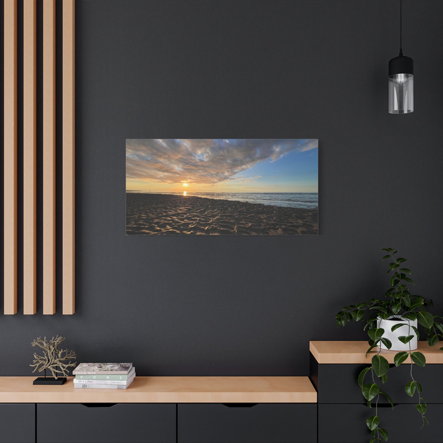 Canvas Print - Sunset Beach Textured Seascape Cape Cod (original photograph by Kind River Studio)