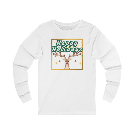 Tee - Long Sleeve (Adult) - Happy Holidays, Deer