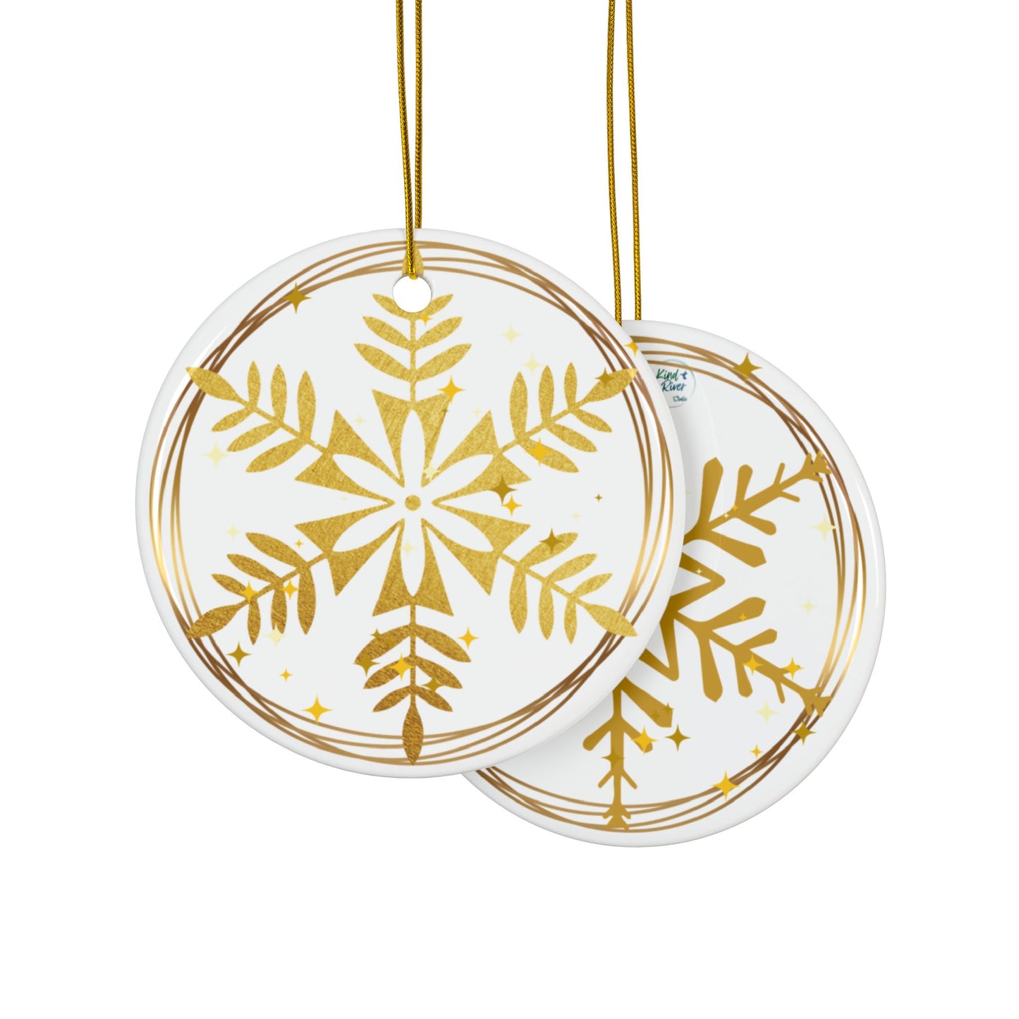 Ornament (Ceramic | Round) - Snowflakes