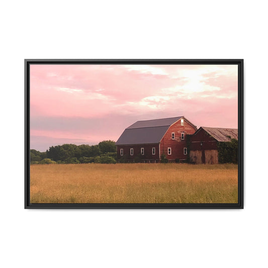Weathered Barn at Dusk Canvas Framed Print