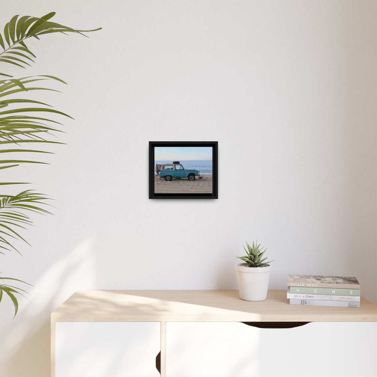 Vintage Beach Bronco Canvas Framed Print (original photograph by Kind River Studio)