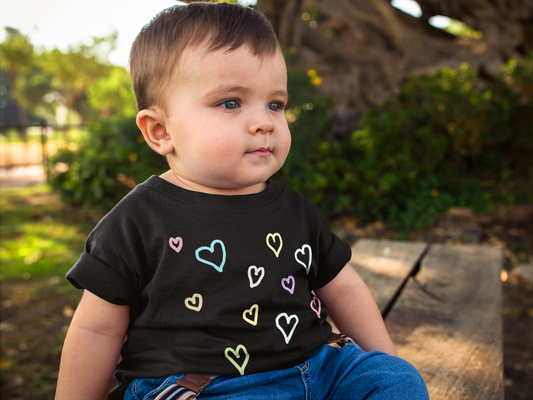 Pastel Hand Drawn Hearts Tee (Baby)