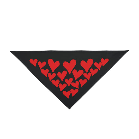 Hand Drawn Red Hearts Pet Bandana (single-sided)
