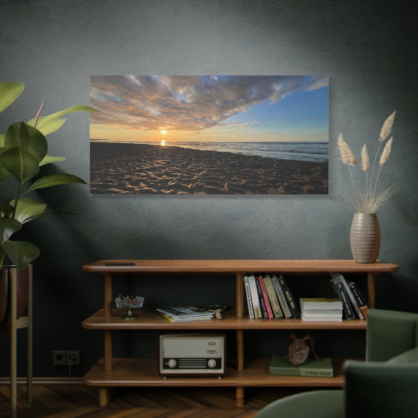 Canvas Print - Sunset Beach Textured Seascape Cape Cod (original photograph by Kind River Studio)