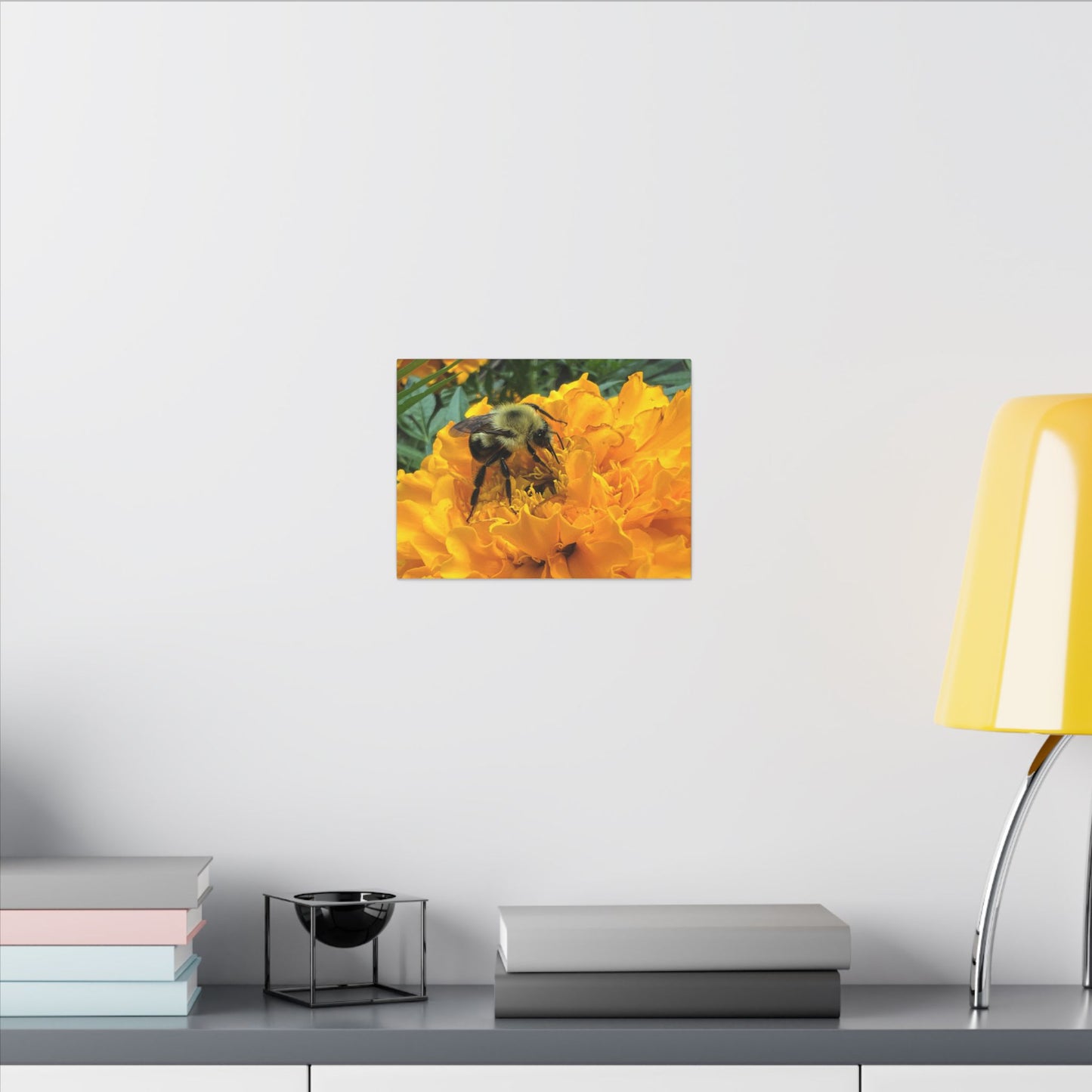 Canvas Print - Bee on Marigold MA (original photograph by Kind River Studio)