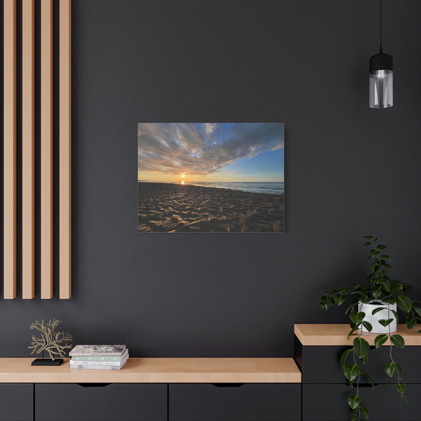 Canvas Print - Sunset Beach Textured Seascape Cape Cod (original photograph by Kind River Studio)