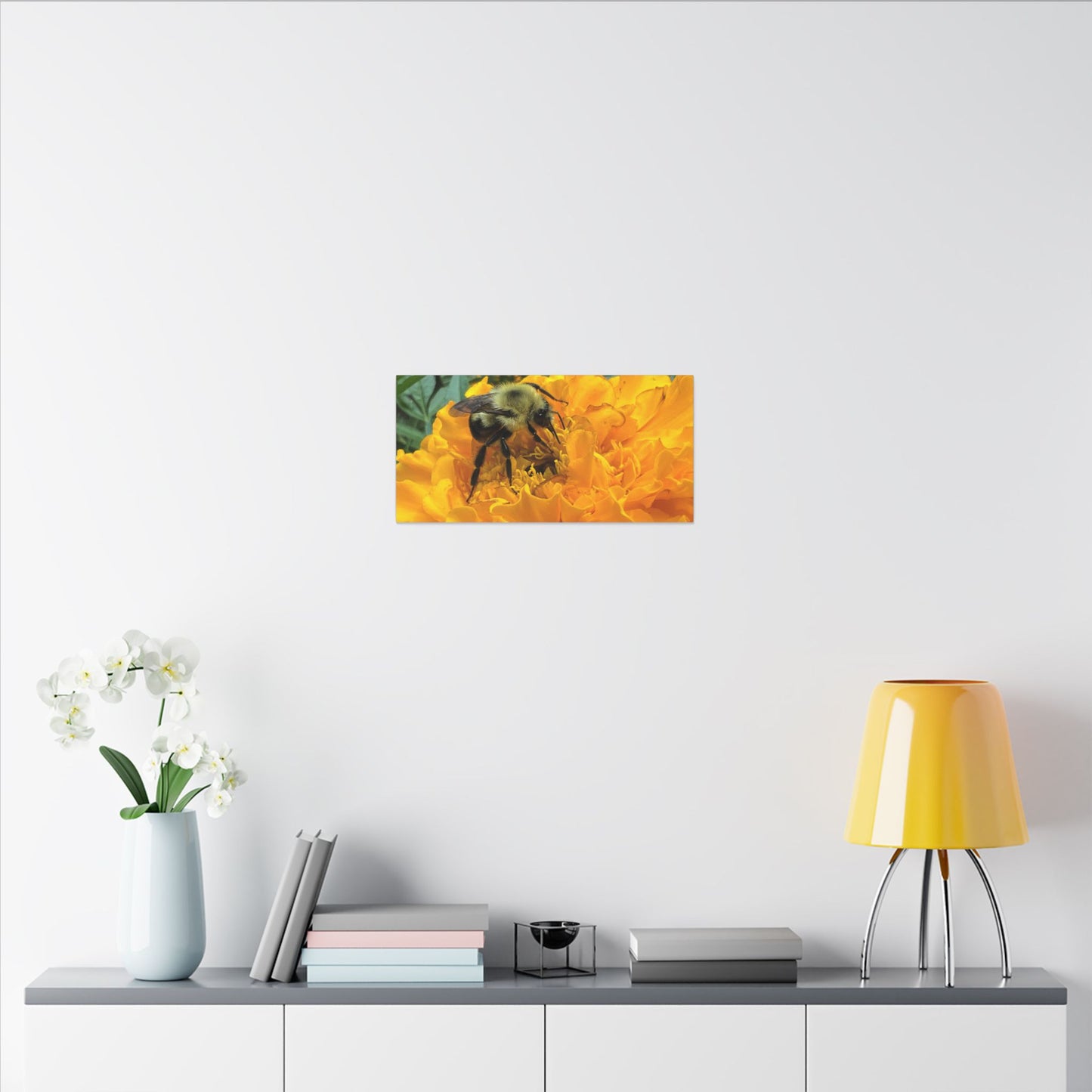Canvas Print - Bee on Marigold MA (original photograph by Kind River Studio)