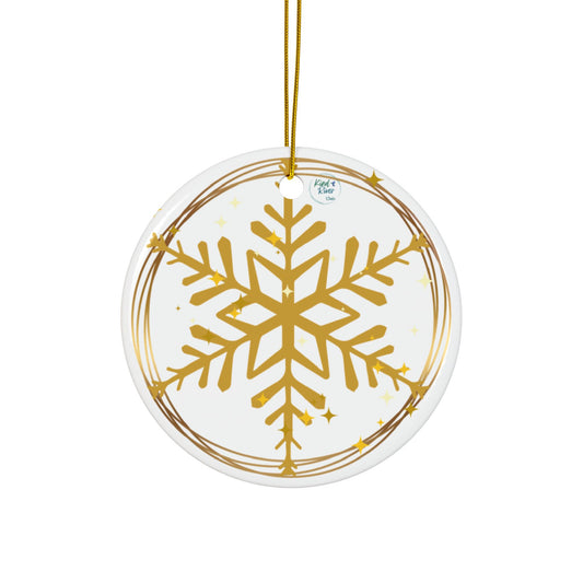 Ornament (Ceramic | Round) - Snowflakes