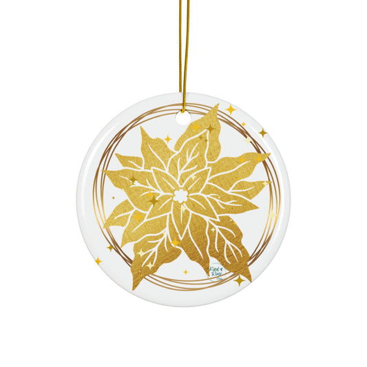 Ornament (Ceramic | Round) - Poinsettia