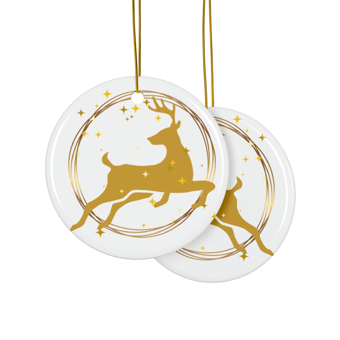 Ornament (Ceramic | Round) - Prancing Deer
