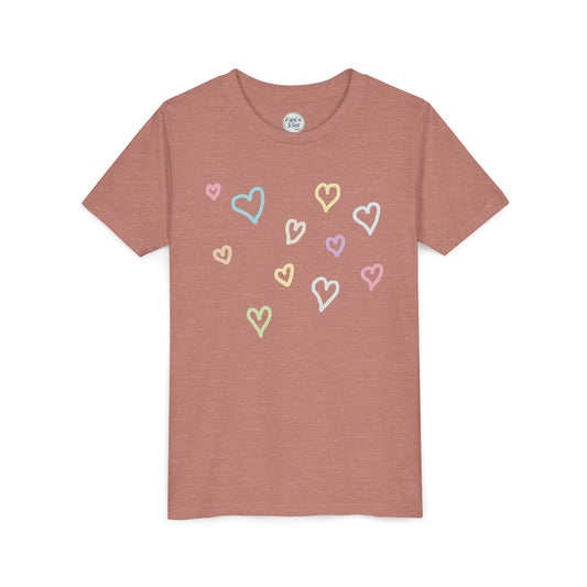 Pastel Hand Drawn Hearts Tee (Youth)