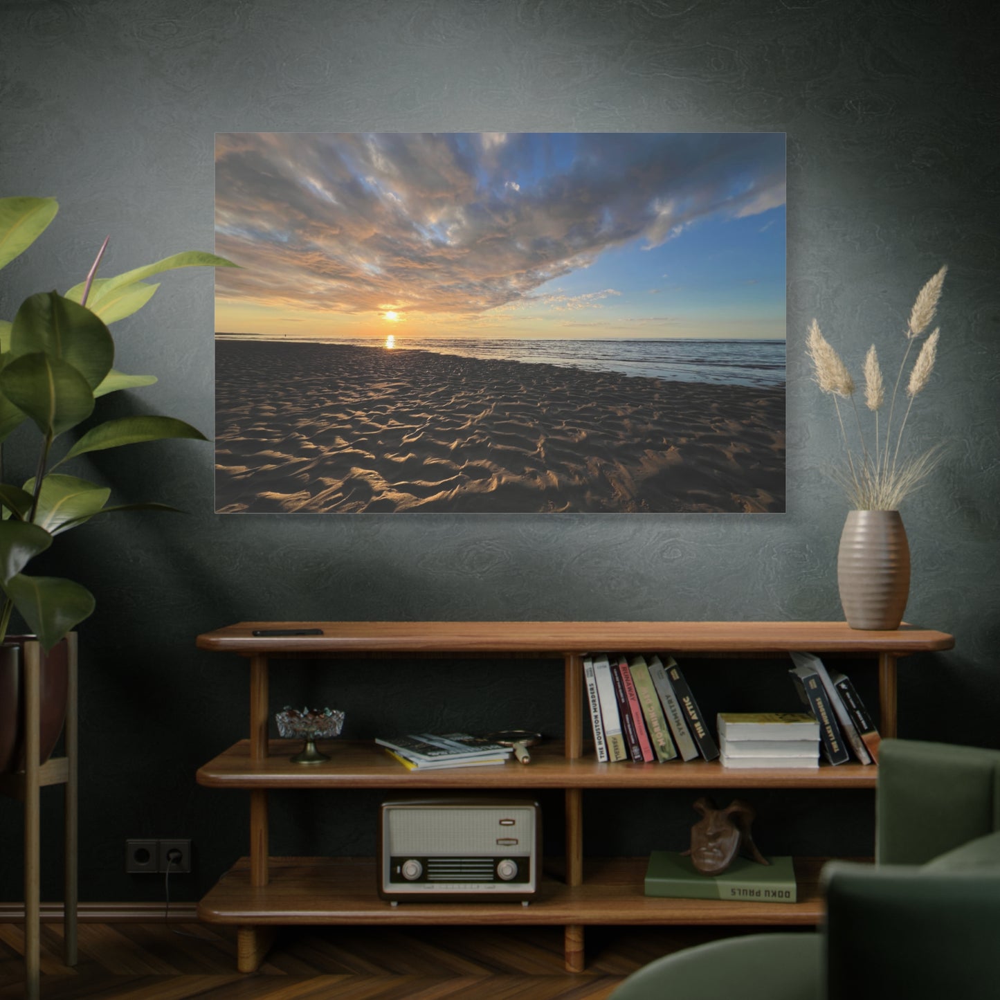Canvas Print - Sunset Beach Textured Seascape Cape Cod (original photograph by Kind River Studio)