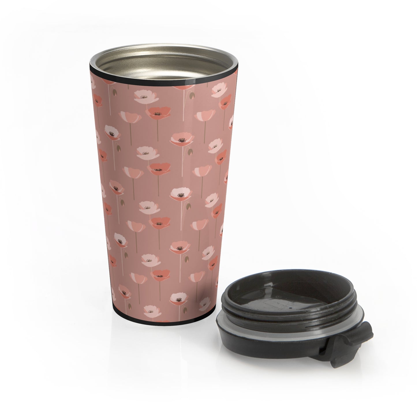Shades of Pink Poppies Travel Mug