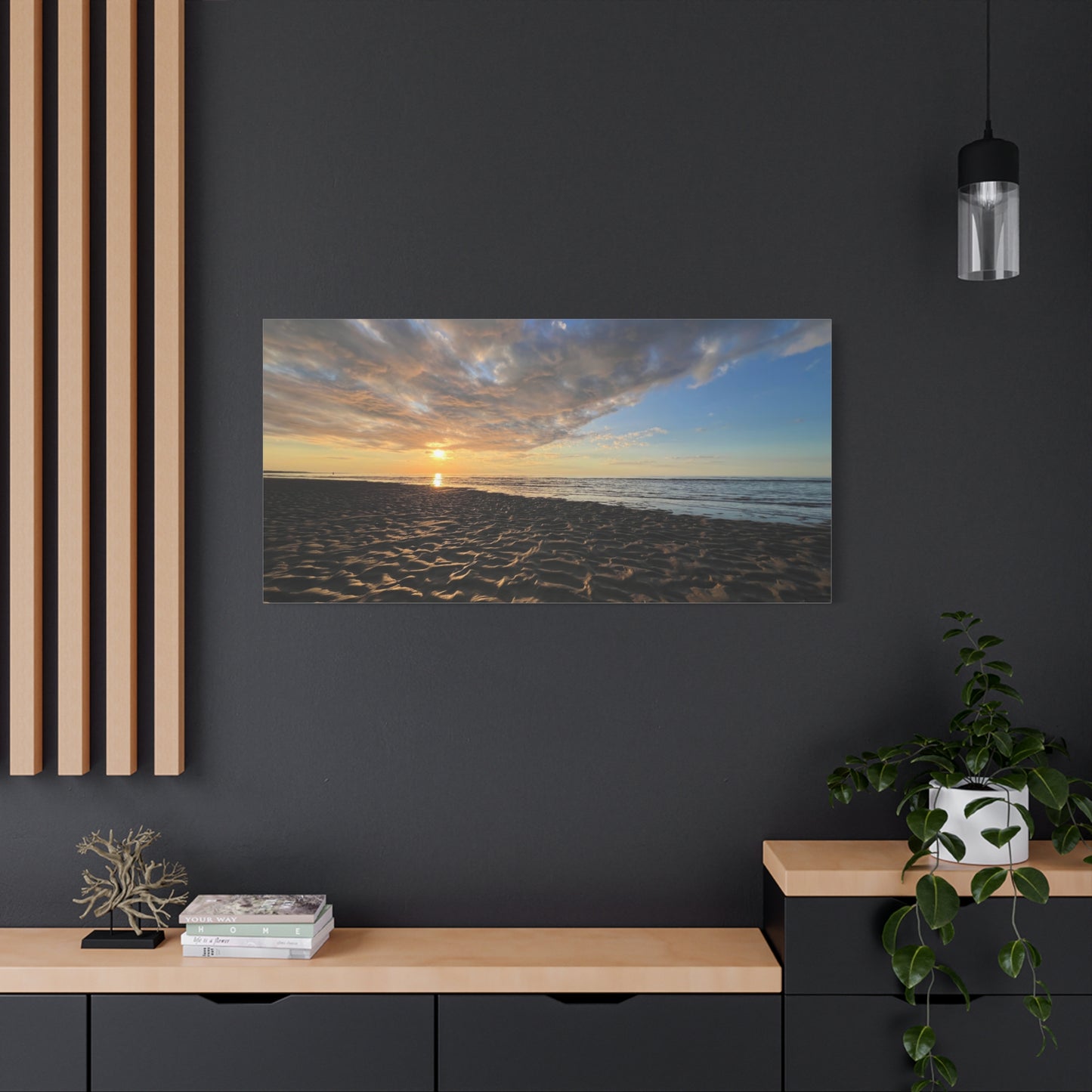 Canvas Print - Sunset Beach Textured Seascape Cape Cod (original photograph by Kind River Studio)