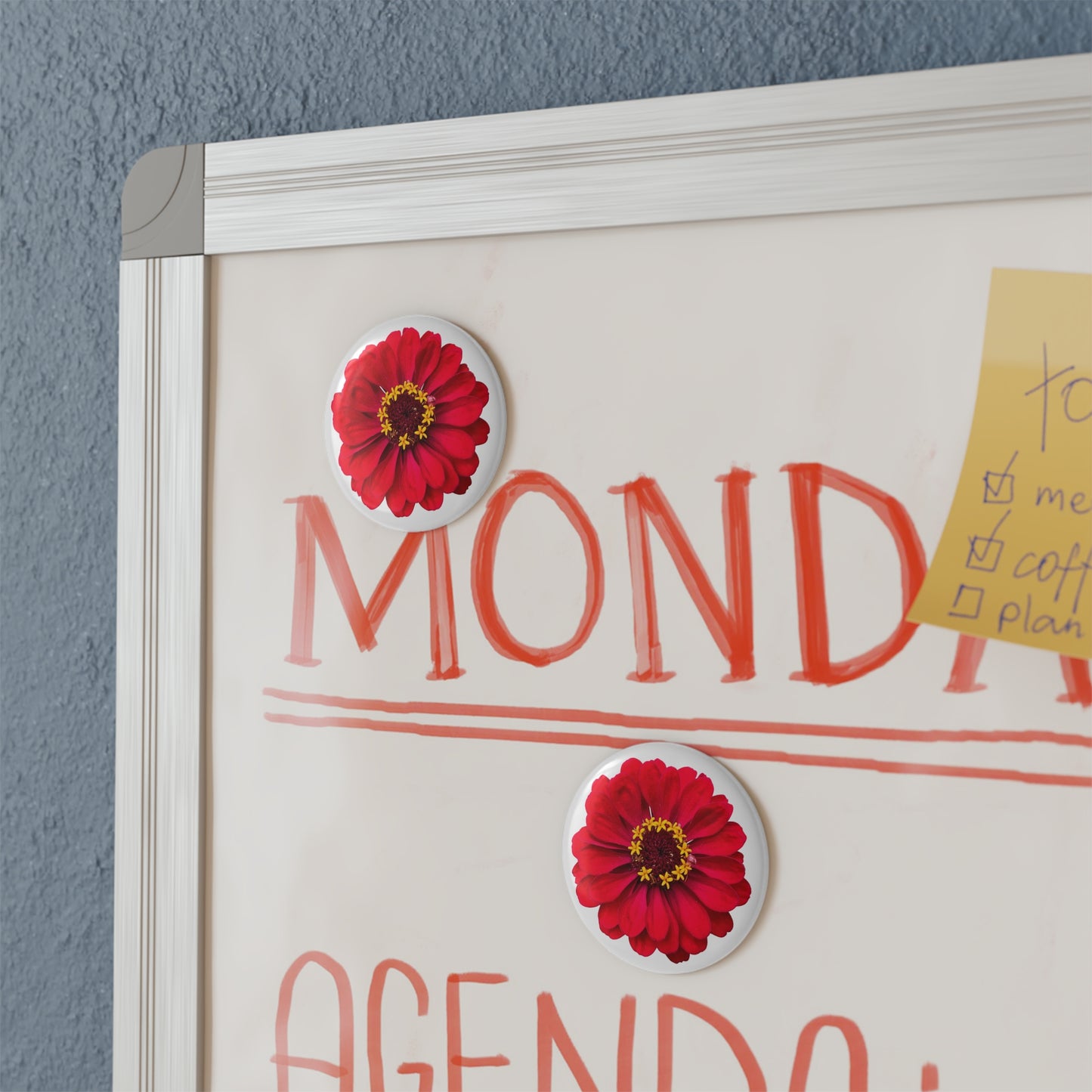 Magnet (Round 2.25") - Red Zinnia