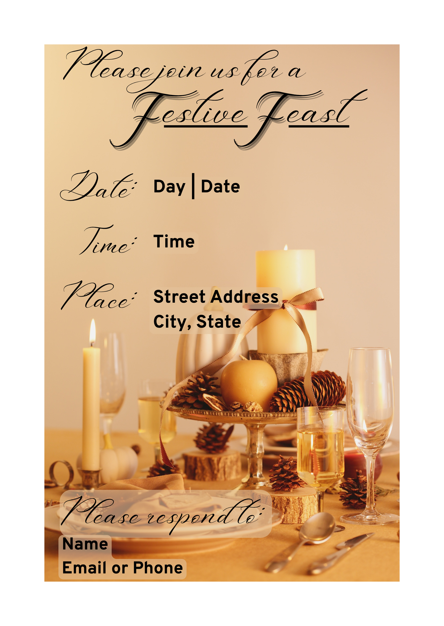 Customizable Invitation - Festive Feast | Digital Download Only