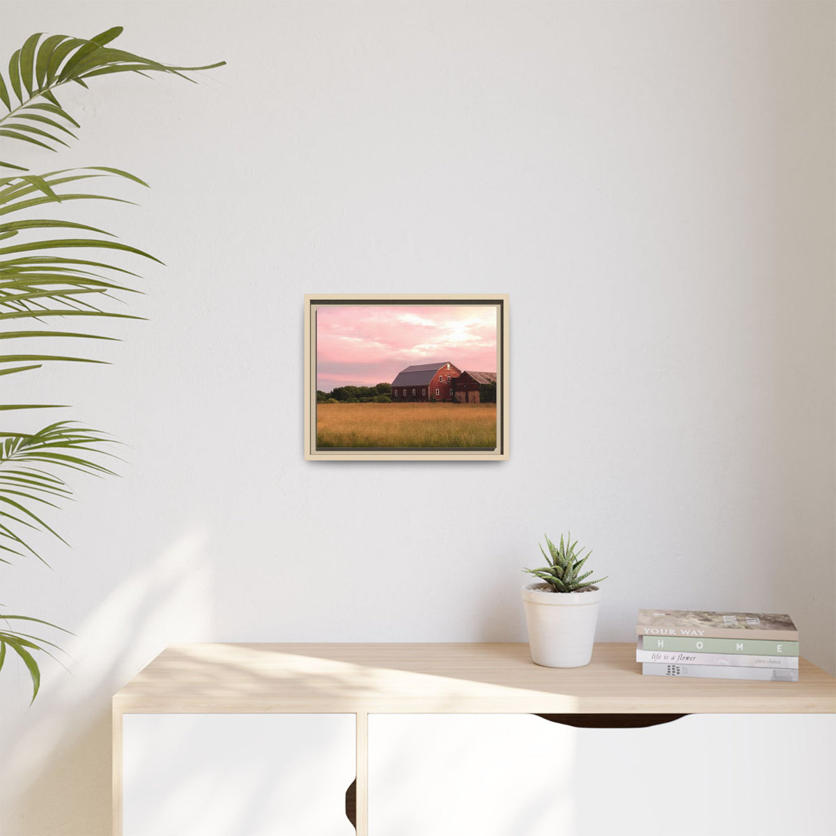 Weathered Barn at Dusk Canvas Framed Print