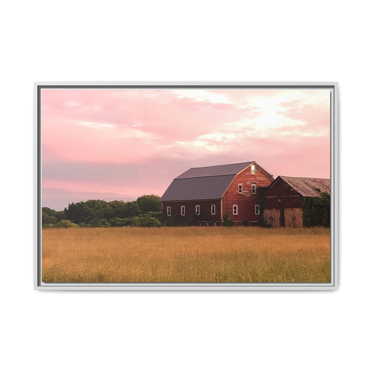 Weathered Barn at Dusk Canvas Framed Print