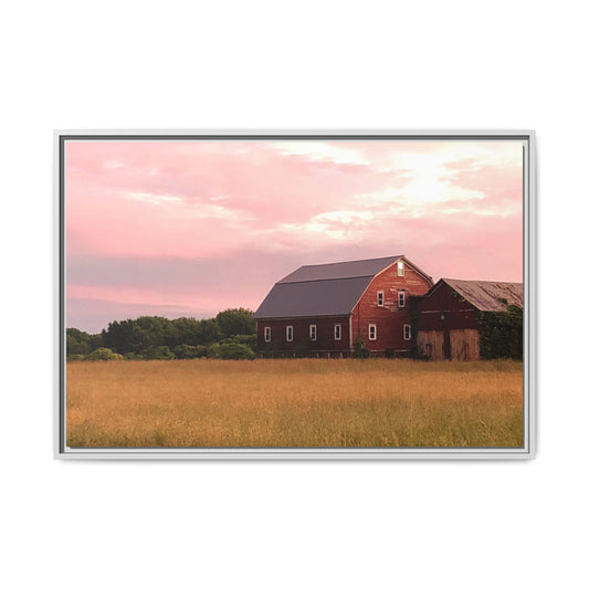 Weathered Barn at Dusk Canvas Framed Print