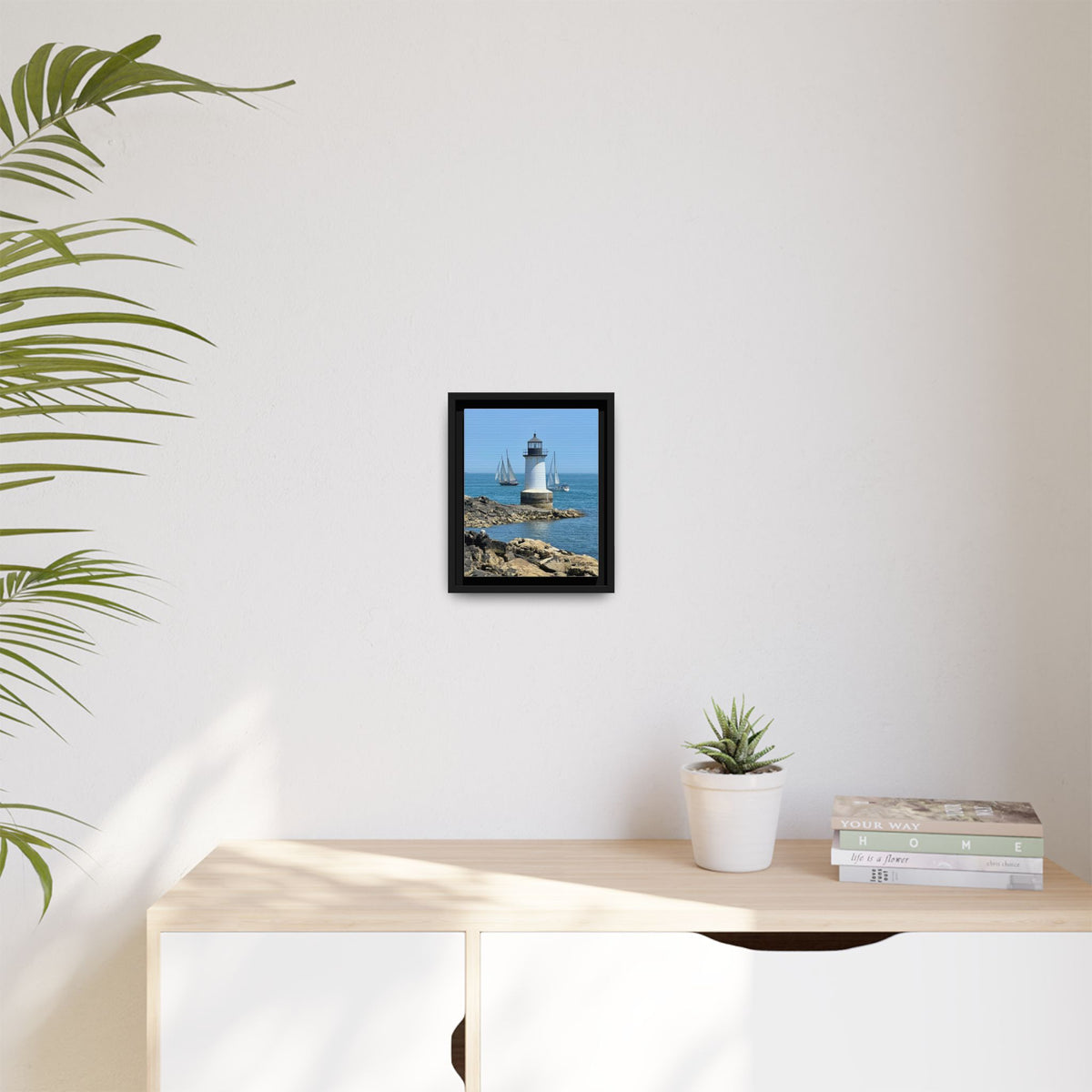 Coastal Lighthouse Canvas Framed Print (original photograph by Kind River Studio)