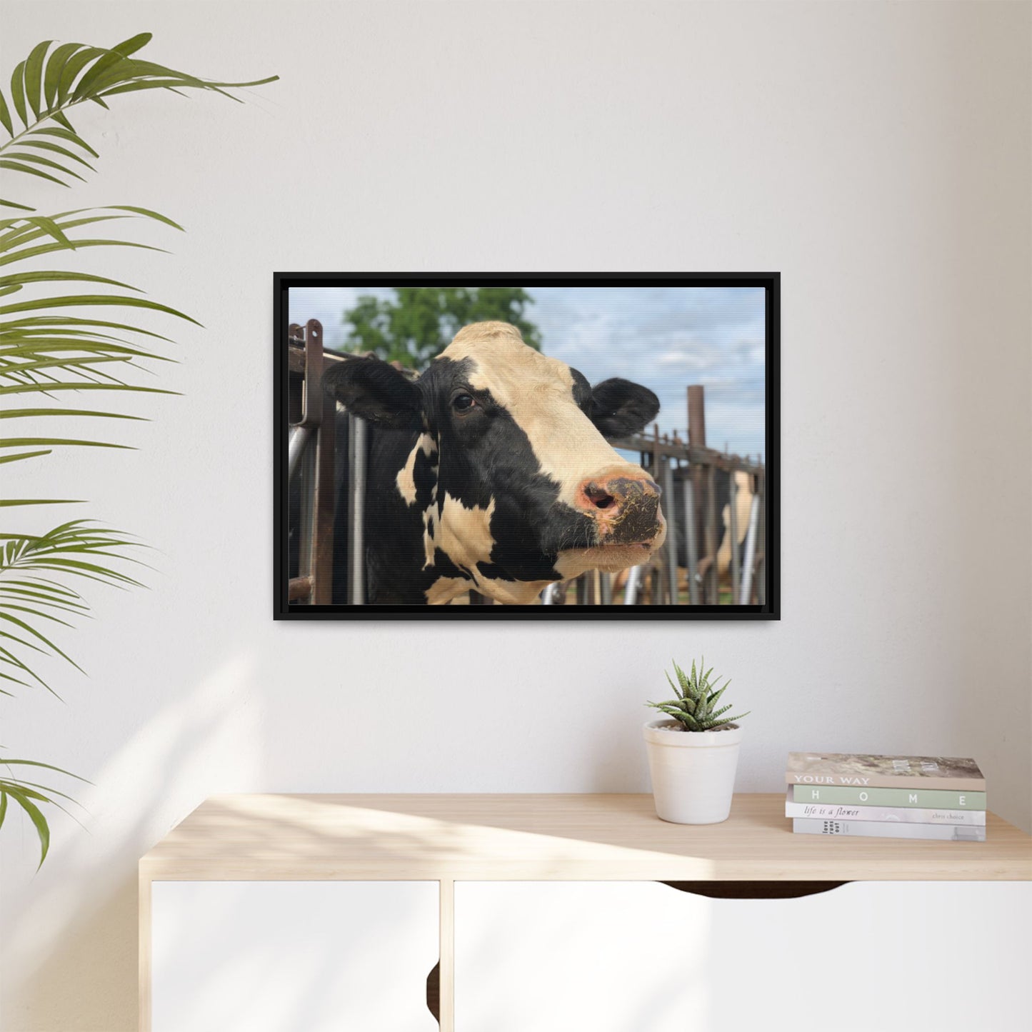 Canvas Print in Frame - Hello Holstein (original photograph by Kind River Studio)