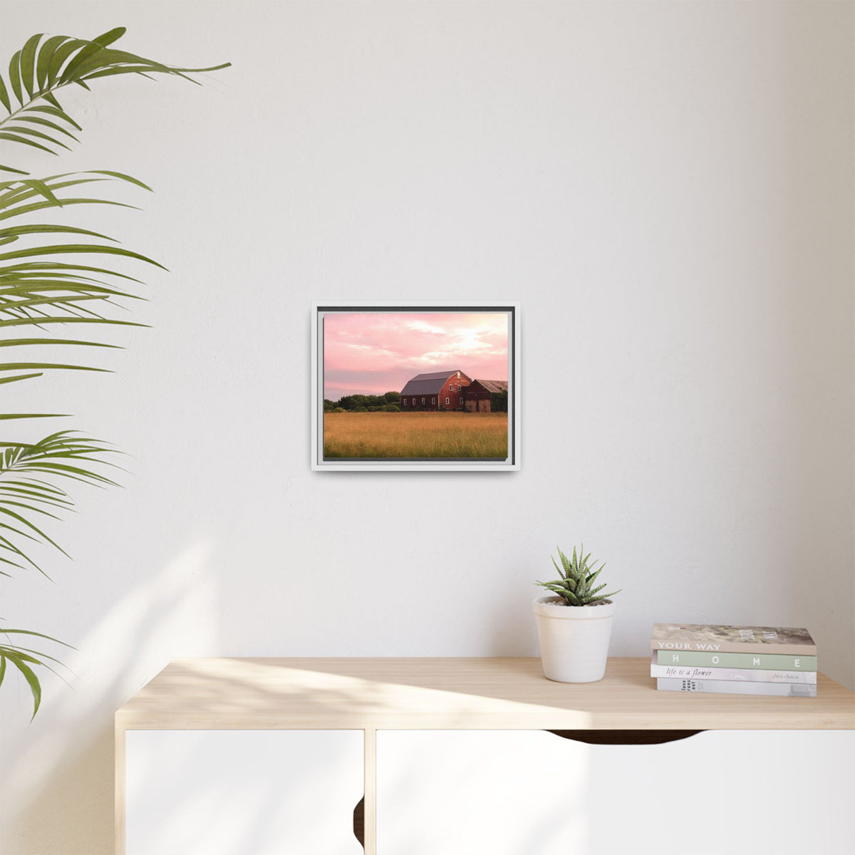 Weathered Barn at Dusk Canvas Framed Print