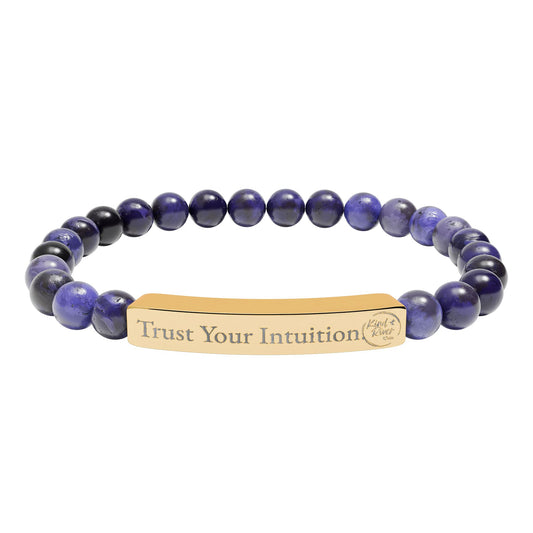 Bracelet - 'Trust Your Intuition' Engraved Natural Stone Stretch Bracelet