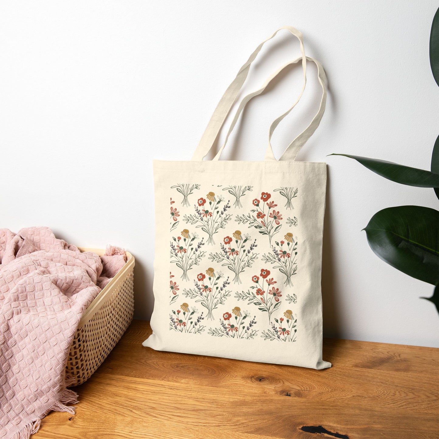 Rustic Floral Pattern Tote