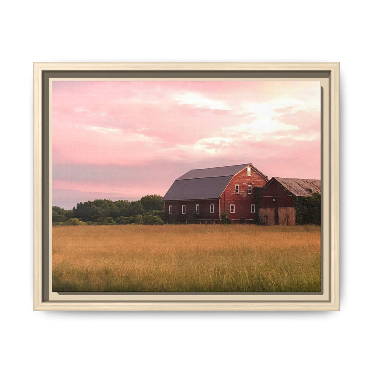 Weathered Barn at Dusk Canvas Framed Print