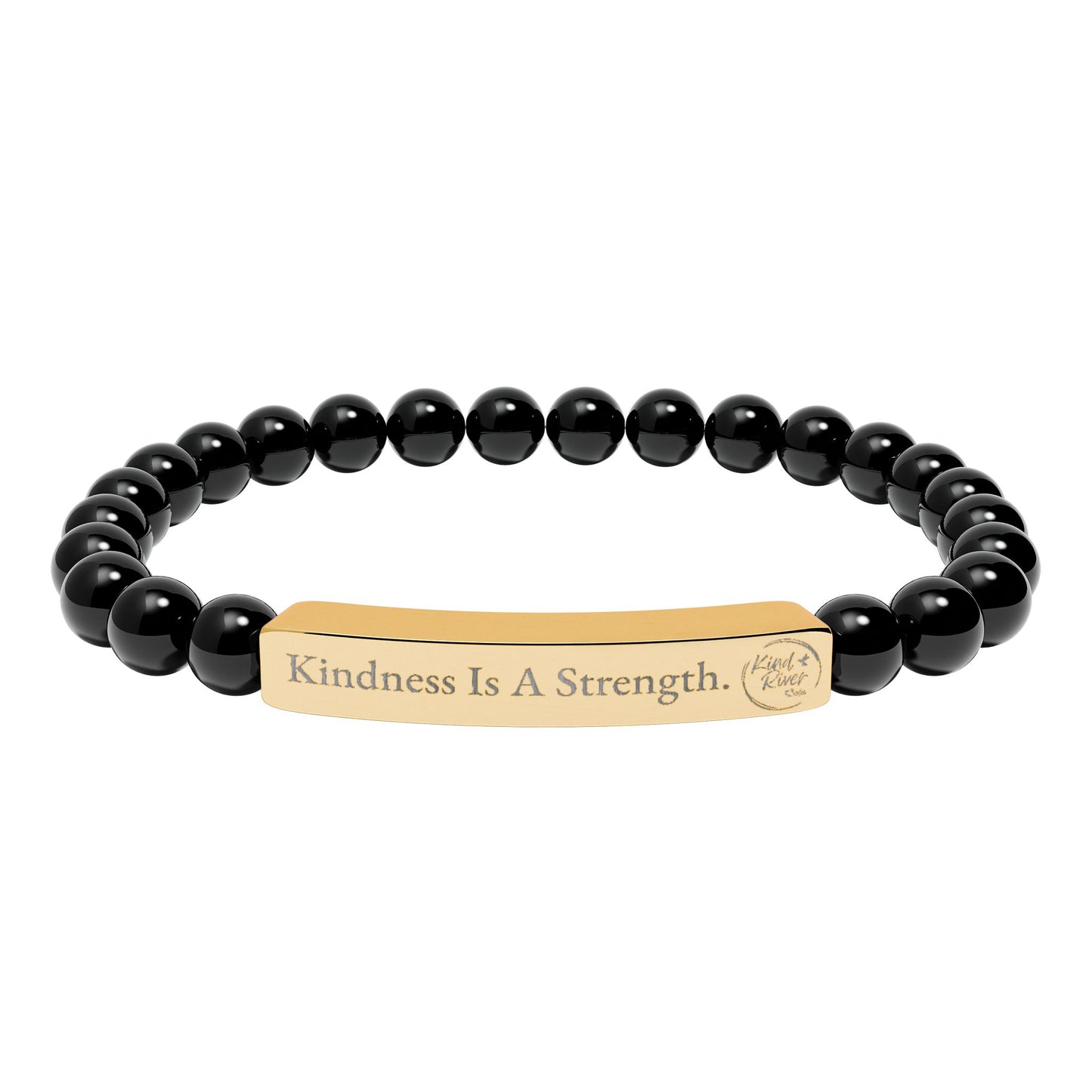Bracelet - 'Kindness Is A Strength' Engraved Natural Stone Stretch Bracelet