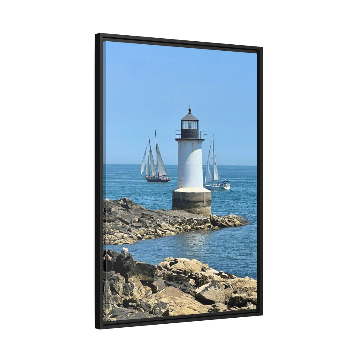 Coastal Lighthouse Canvas Framed Print (original photograph by Kind River Studio)