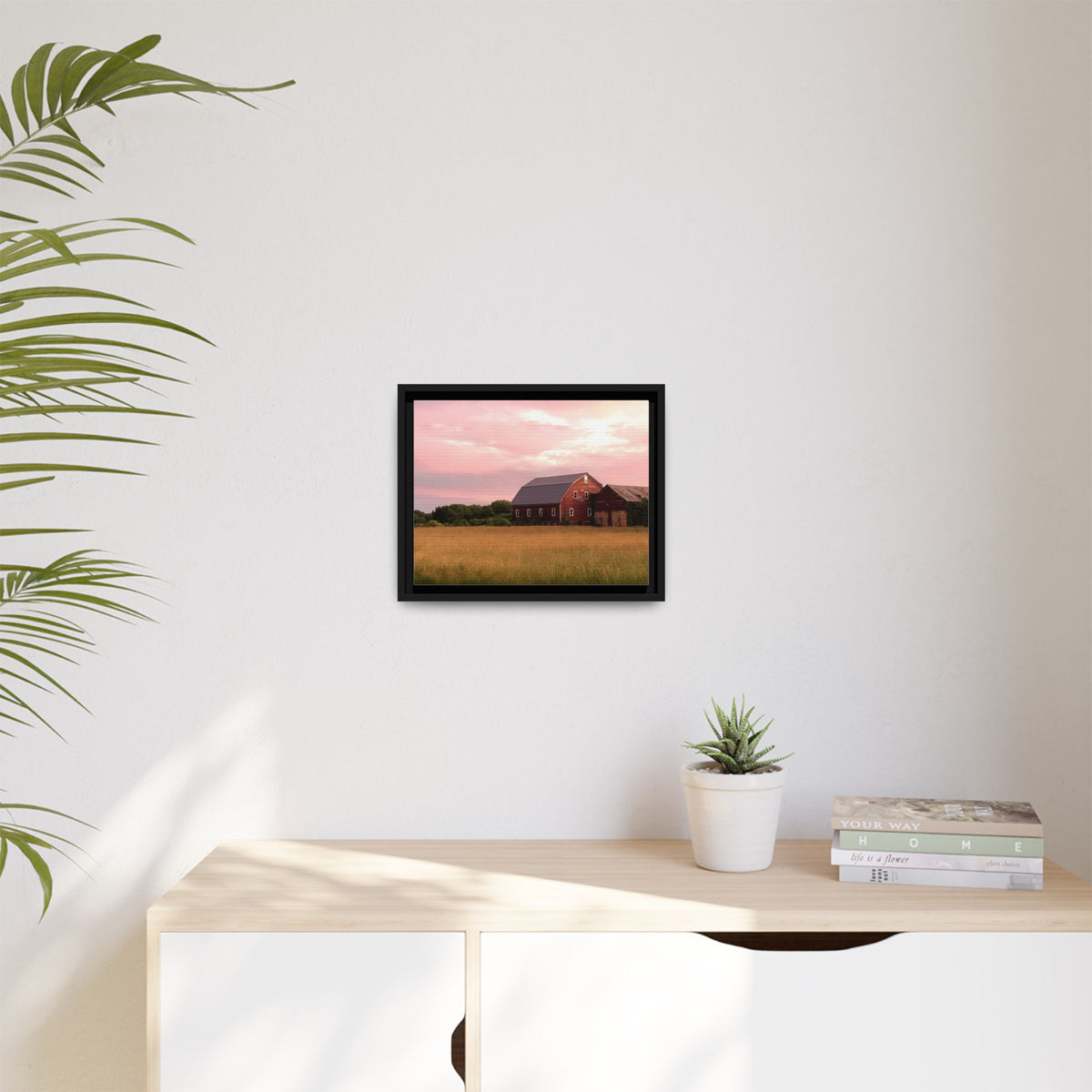 Weathered Barn at Dusk Canvas Framed Print
