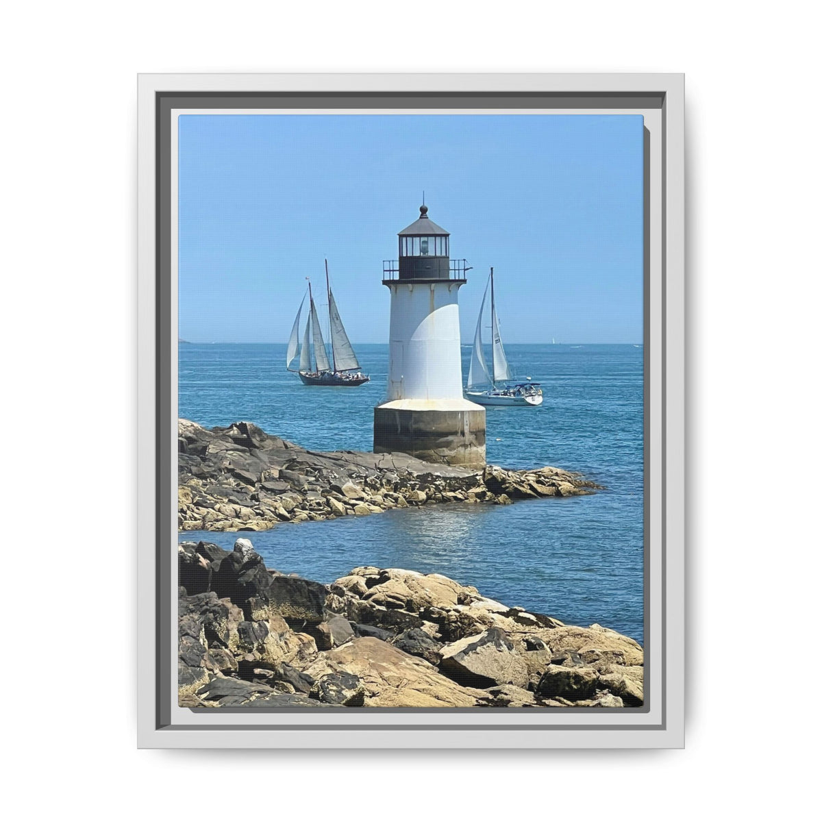 Coastal Lighthouse Canvas Framed Print (original photograph by Kind River Studio)