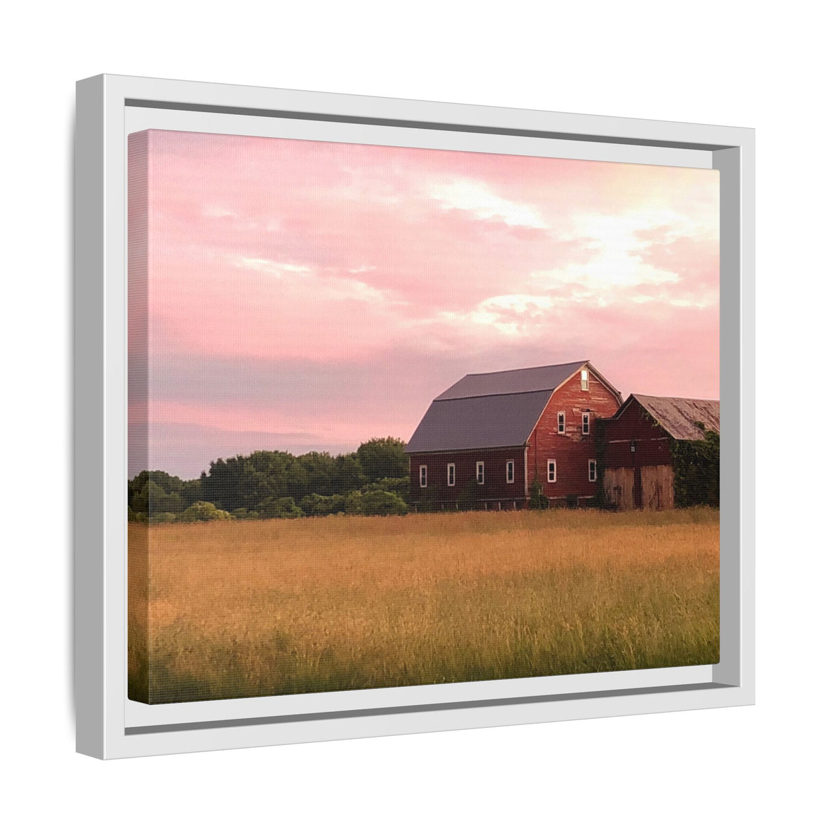 Weathered Barn at Dusk Canvas Framed Print