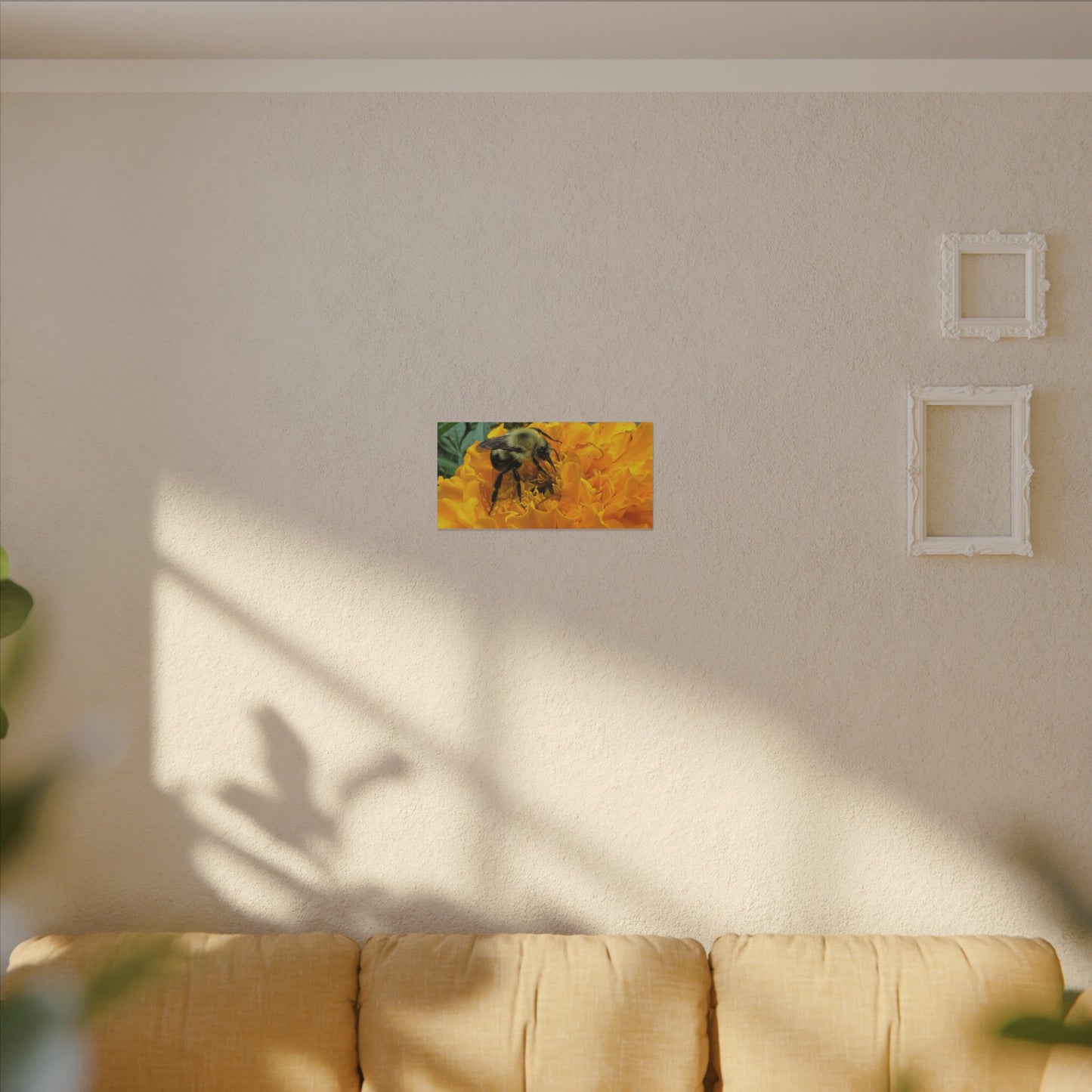 Canvas Print - Bee on Marigold MA (original photograph by Kind River Studio)