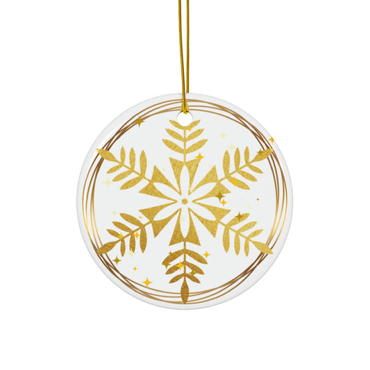 Ornament (Ceramic | Round) - Snowflakes