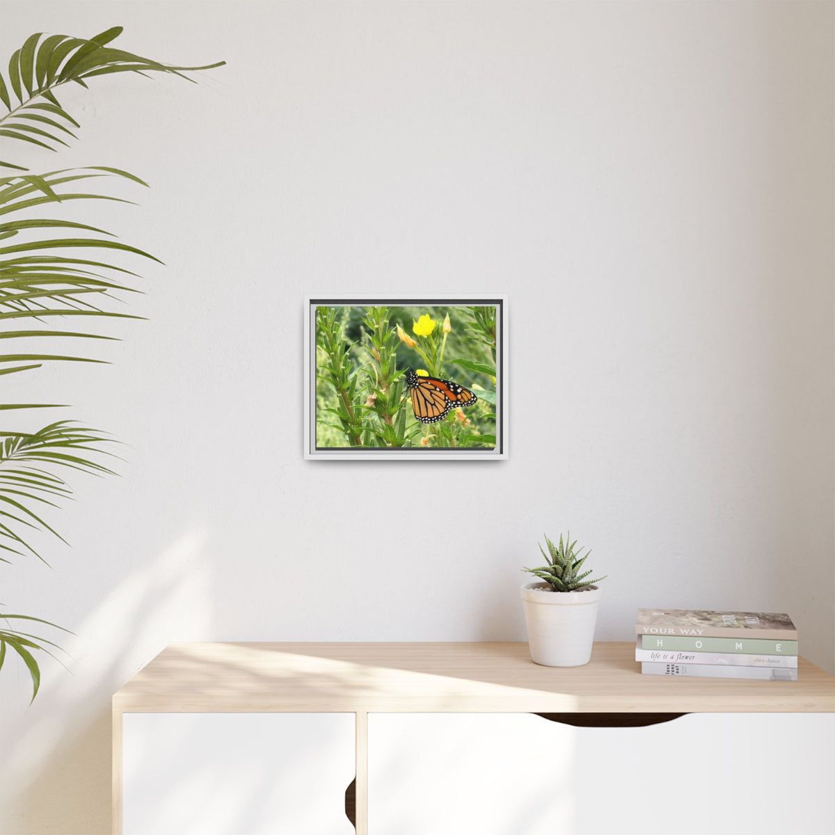 Monarch Butterfly on Wildflowers Canvas Framed Print (original photograph by Kind River Studio)