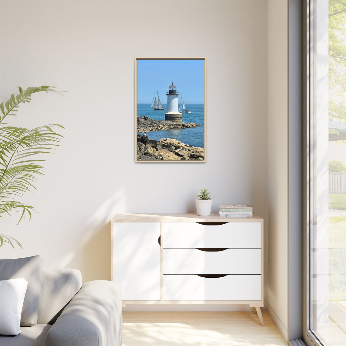 Coastal Lighthouse Canvas Framed Print (original photograph by Kind River Studio)