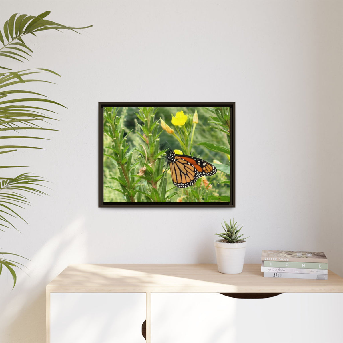 Monarch Butterfly on Wildflowers Canvas Framed Print (original photograph by Kind River Studio)