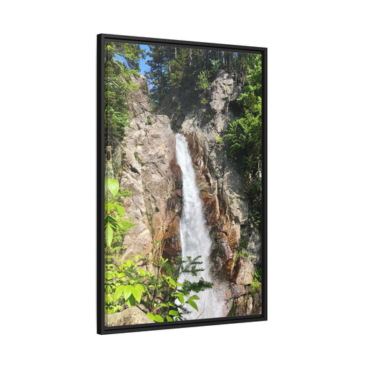 Mountain Waterfall Framed Canvas Print (original photograph by Kind River Studio)