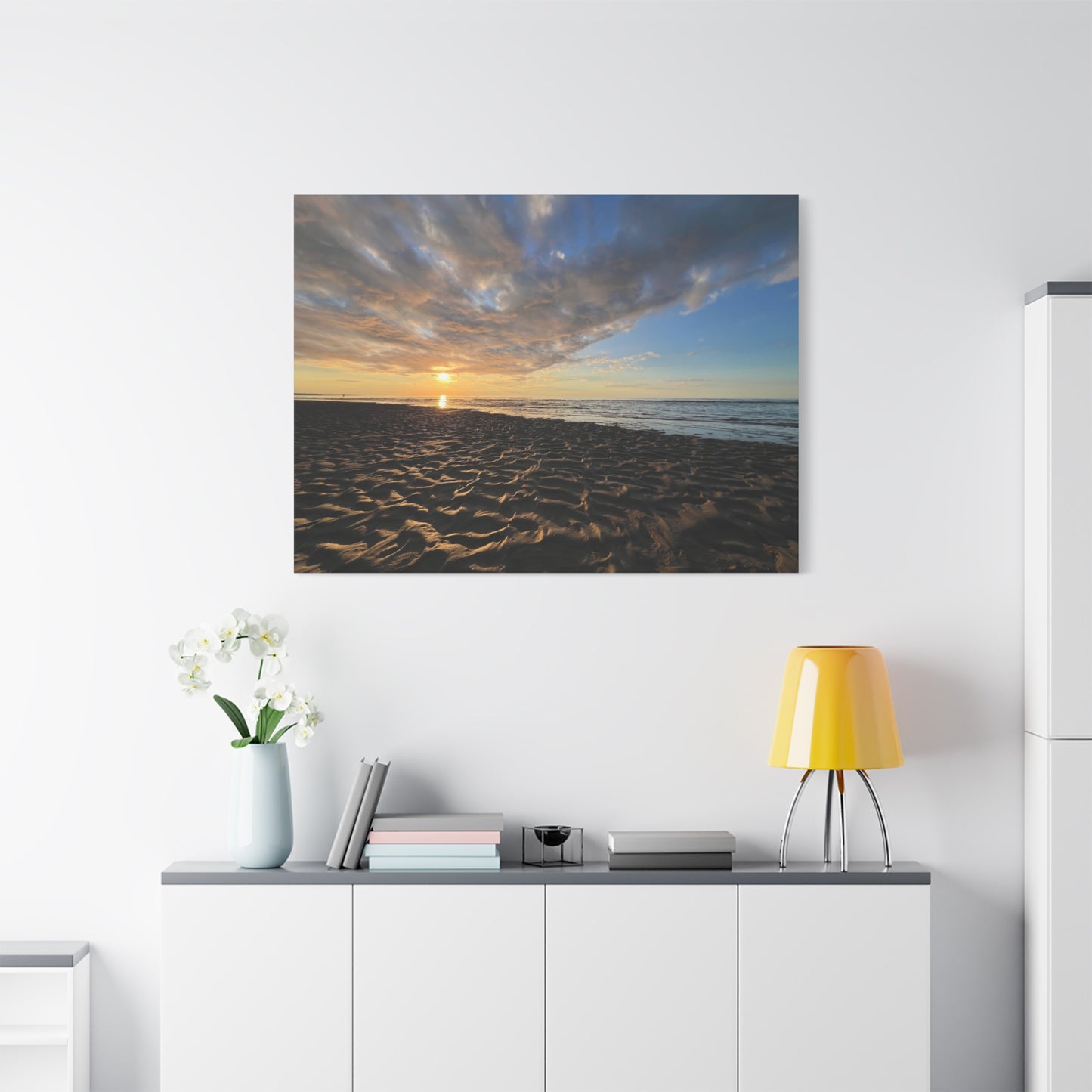 Canvas Print - Sunset Beach Textured Seascape (original photograph by Kind River Studio)