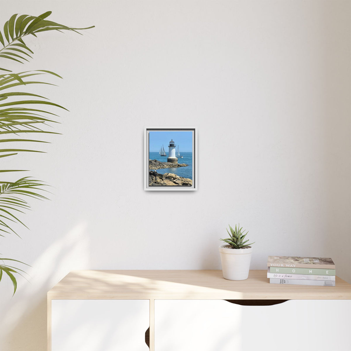 Coastal Lighthouse Canvas Framed Print (original photograph by Kind River Studio)