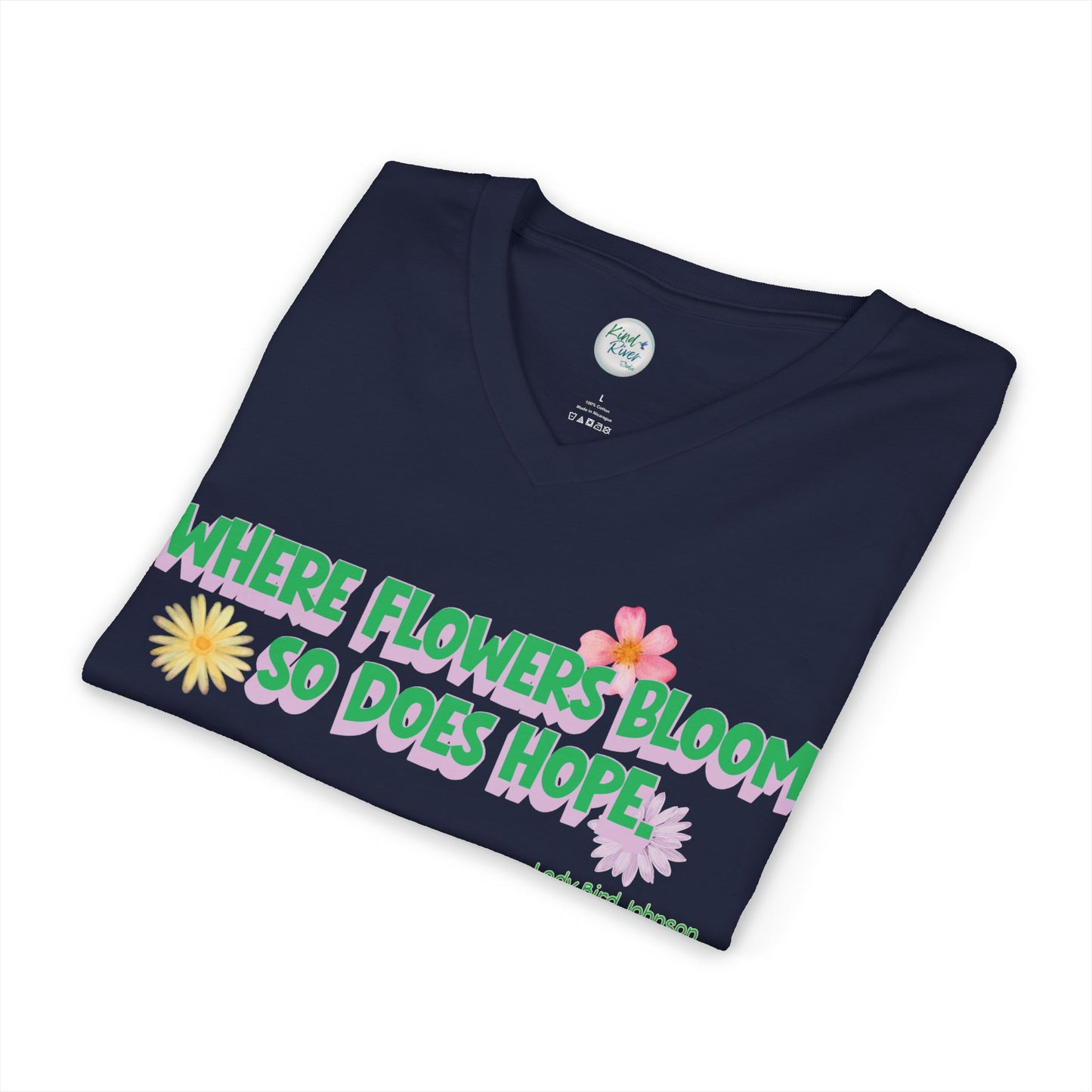 Where Flowers Bloom V-Neck Tee (Adult)