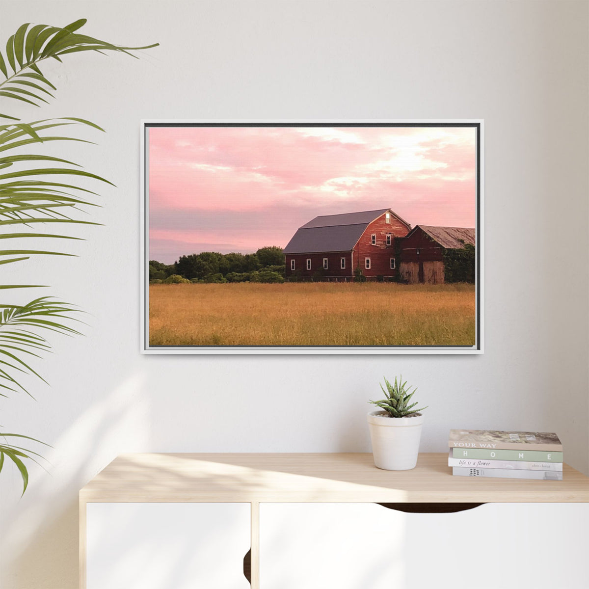Weathered Barn at Dusk Canvas Framed Print