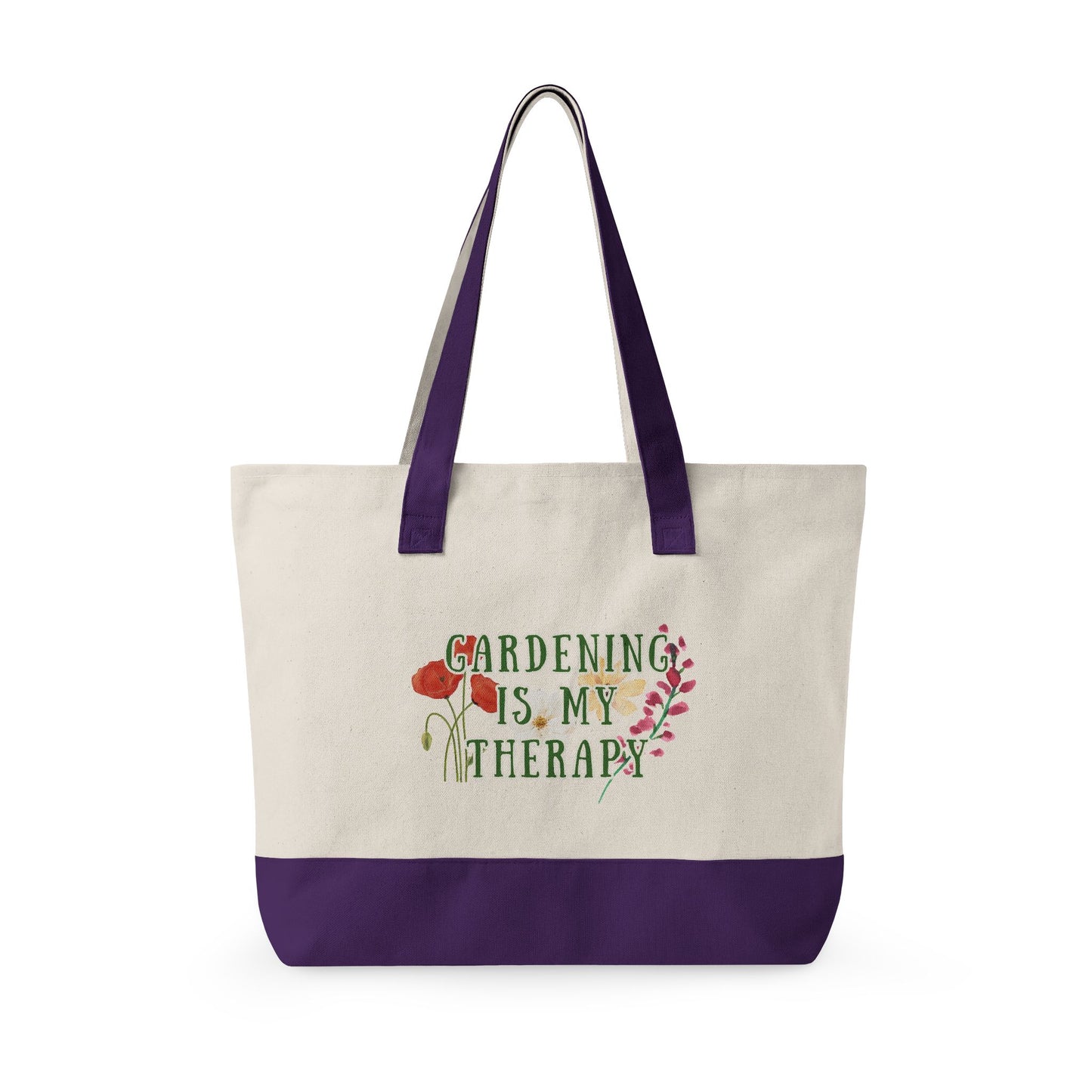 Gardening Therapy Zippered Canvas Tote